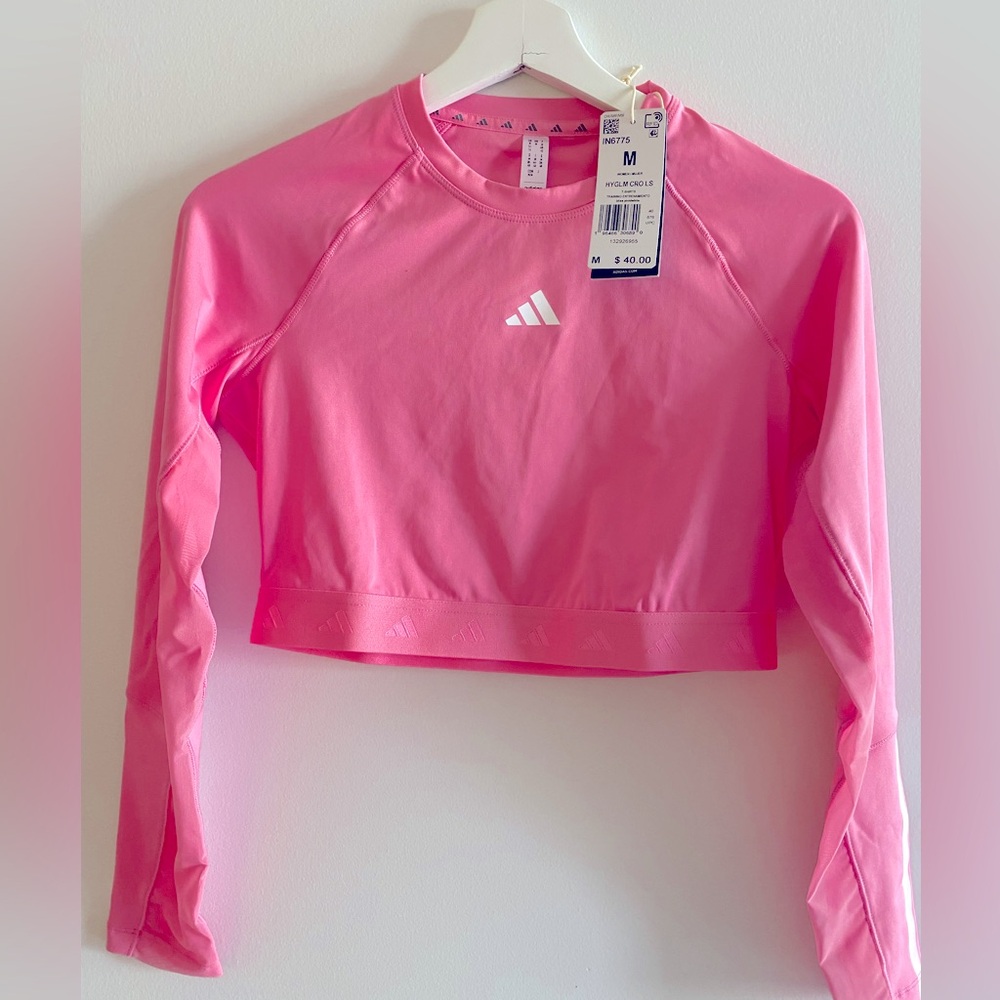 Adidas long sleeved cropped tee - pretty pastel pink